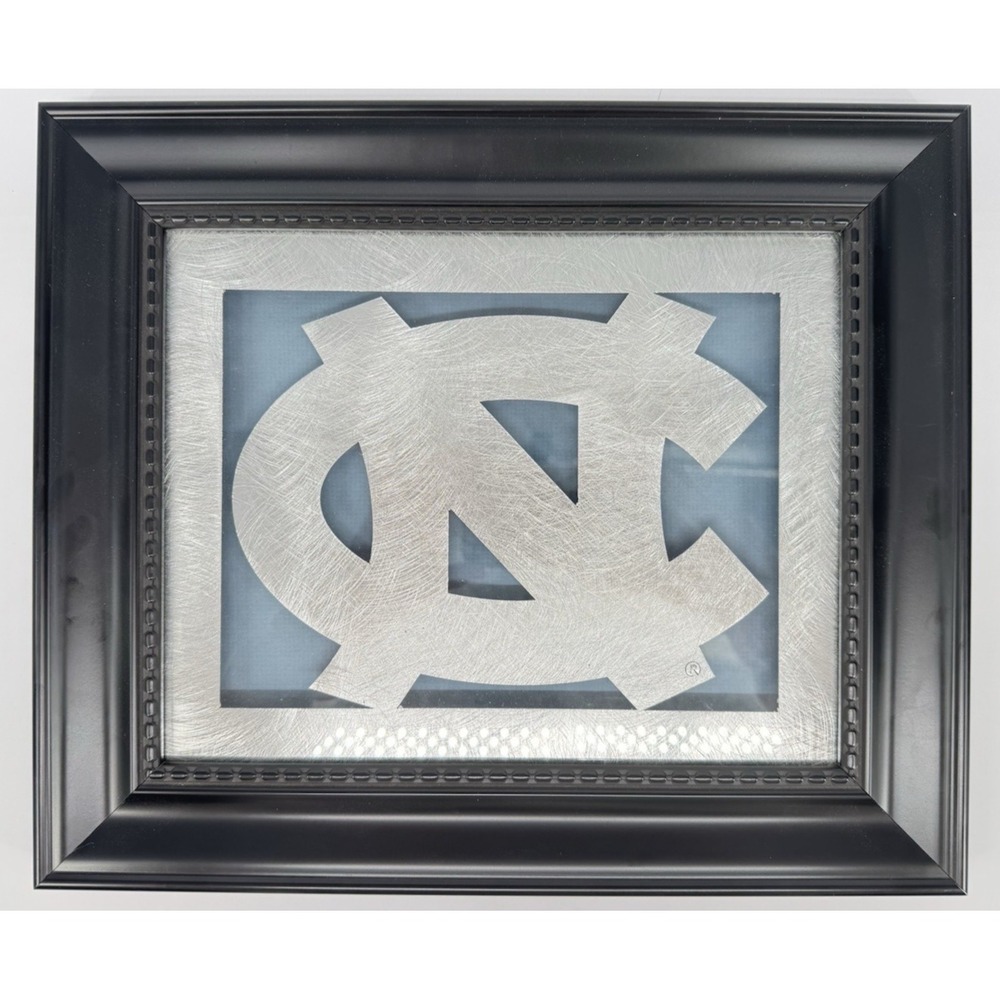 UNC Tar Heels Wall Art Framed Metal NC Logo Carolina Blue NCAA Decor